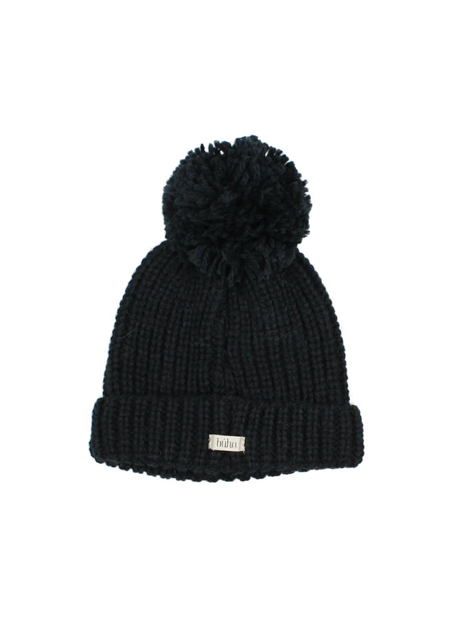 Buho | pom pom soft knit hat | deep forest