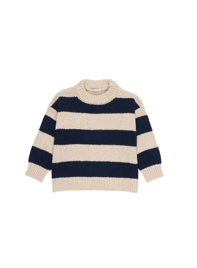 The New Society | tirso stripes jumper | sand & space blue knit stripes