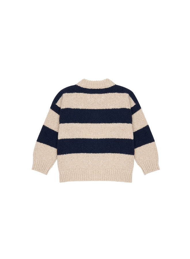 The New Society | tirso stripes jumper | sand & space blue knit stripes