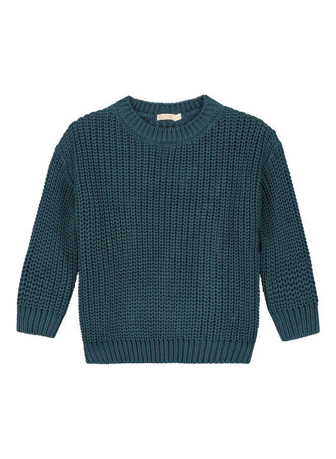Yuki Kidswear | chunky knitted sweater | petrol