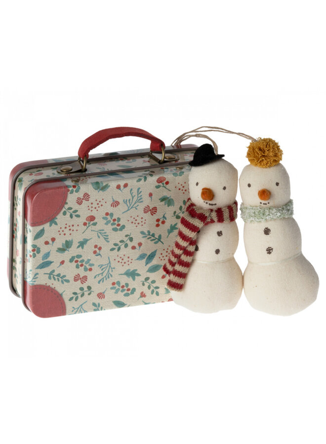 Maileg | snowman ornament 2 pcs in metal suitcase