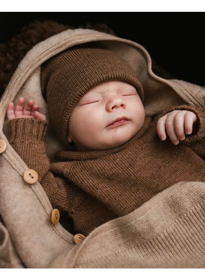 Hvid | beanie fonzie newborn | mocha
