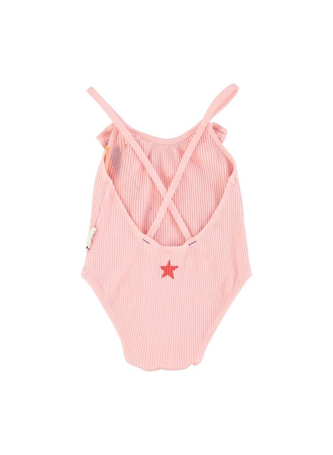 Piupiuchick | swimsuit w/ ruffles | pink w/ multicolor stripes