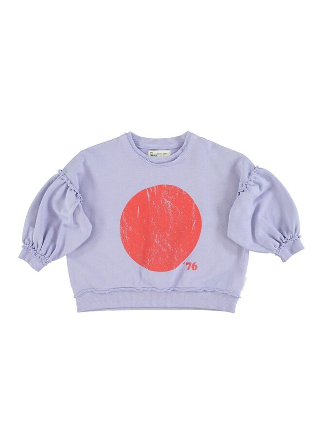Piupiuchick | sweatshirt w/ balloon sleeves lavender w/ red circle print
