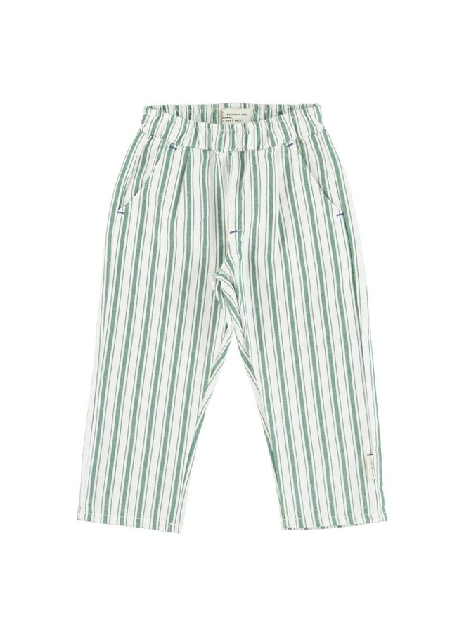 Piupiuchick |  unisex trousers | white w/ large green stripes