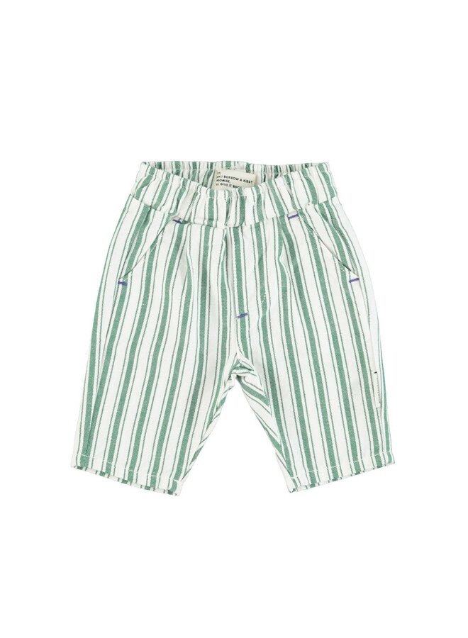 Piupiuchick | baby unisex trousers | white w/ large green stripes