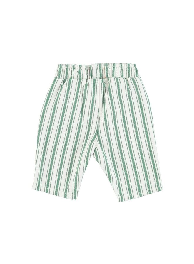 Piupiuchick | baby unisex trousers | white w/ large green stripes