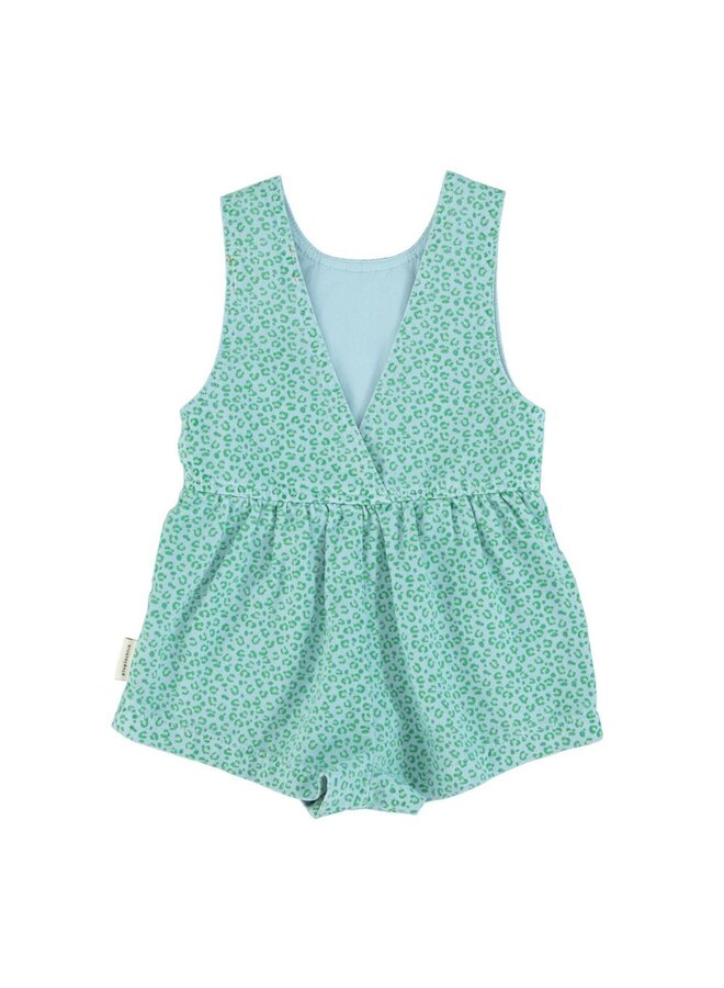 Piupiuchick | short jumpsuit | blue w/ green amimal print