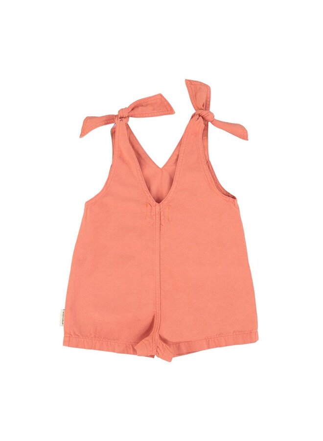 Piupiuchick | short jumpsuit w/ straps | terracotta w/ multicolor print