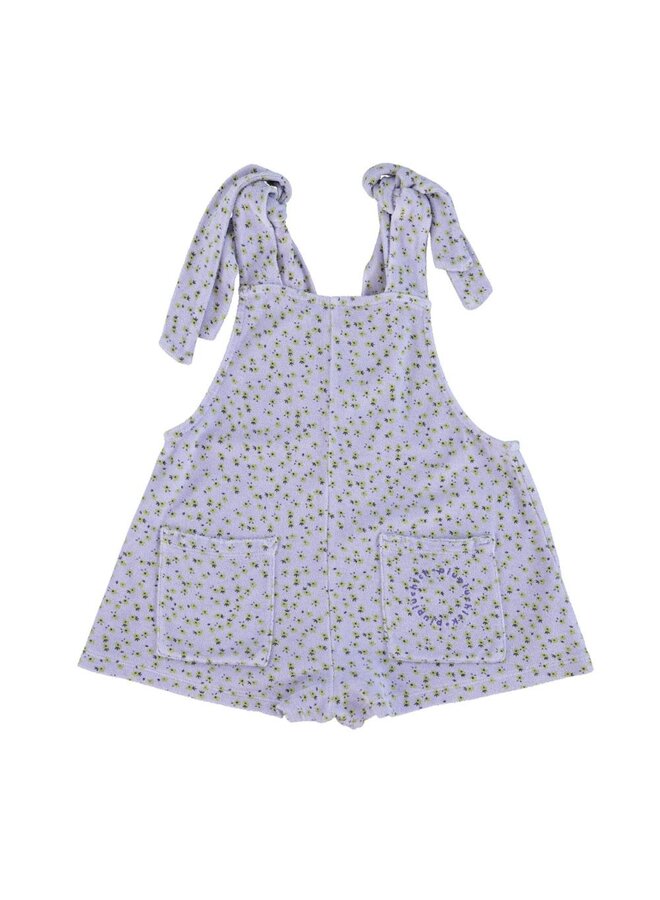 Piupiuchick | short jumpsuit w/ straps | lavender w/ yellow flowers