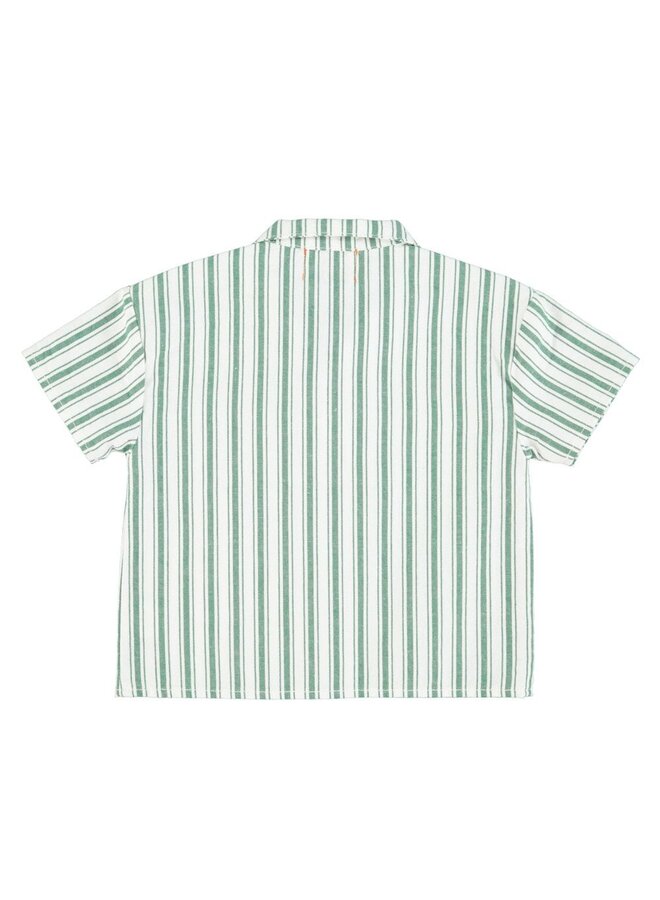 Piupiuchick | hawaiian shirt | white w/ large green stripes