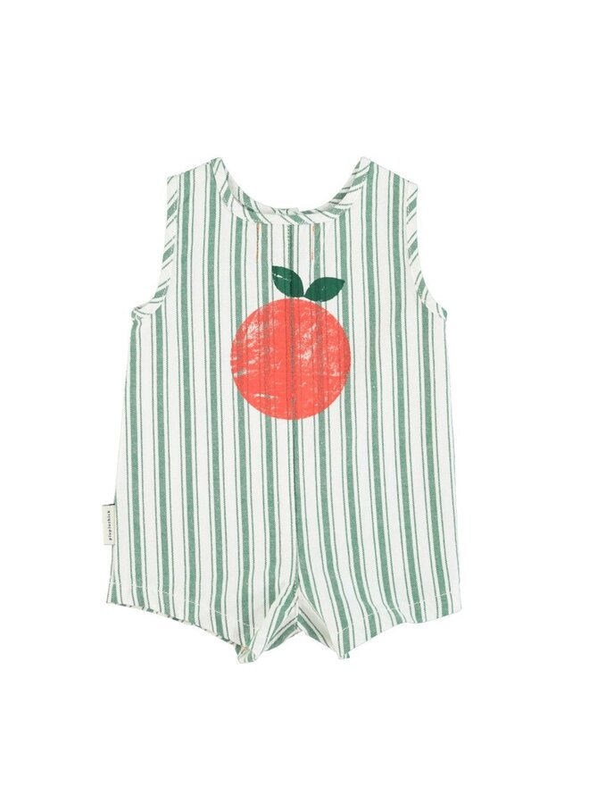 Piupiuchick | short jumpsuit | white w/ large green stripes