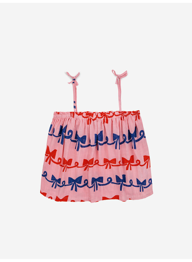 Bobo choses | ribbon bow all over woven top