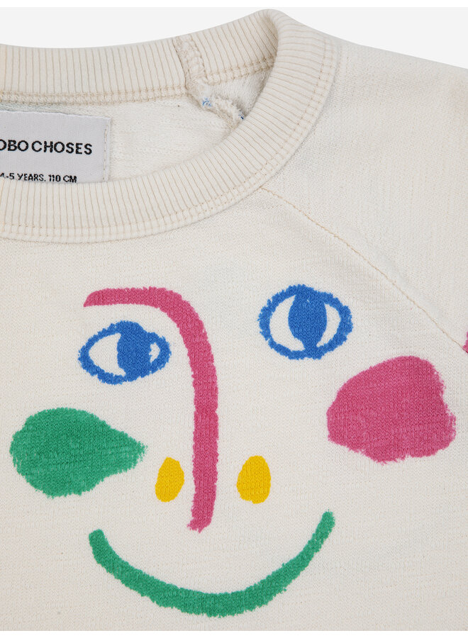 Bobo choses | smiling mask all over raglan sleeves cropped sweatshirt