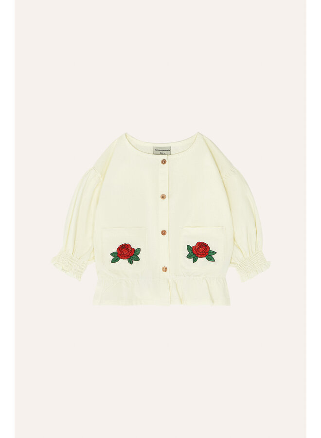 The Campamento | flowers embroidery kids blouse | ecru