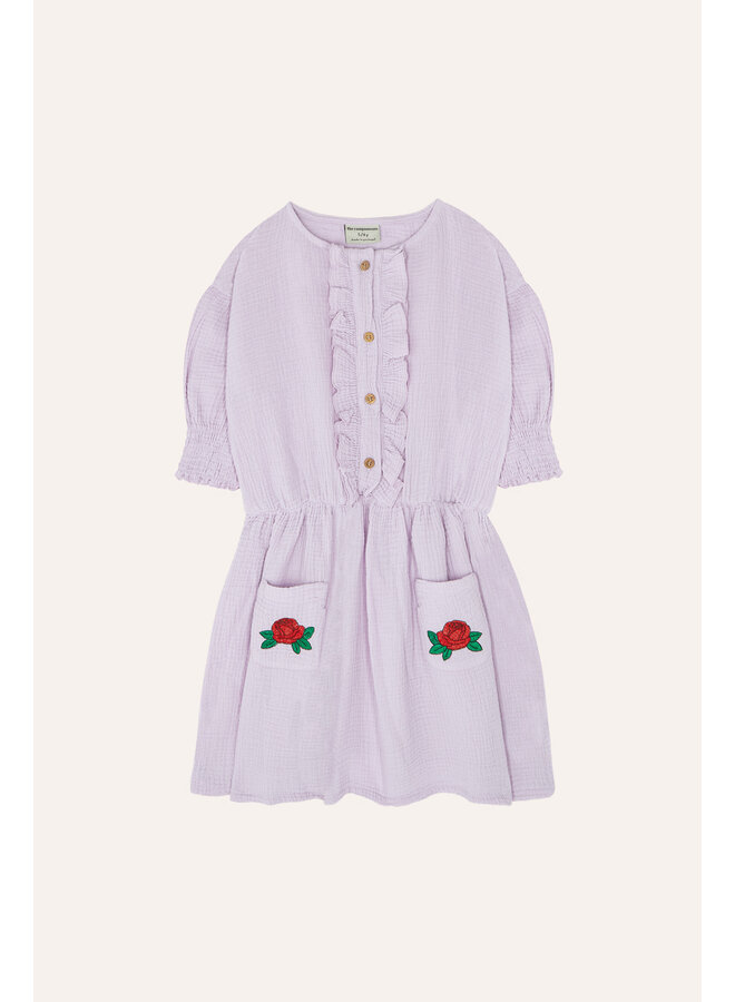 The Campamento | flowers embroidery kids dress | lilac