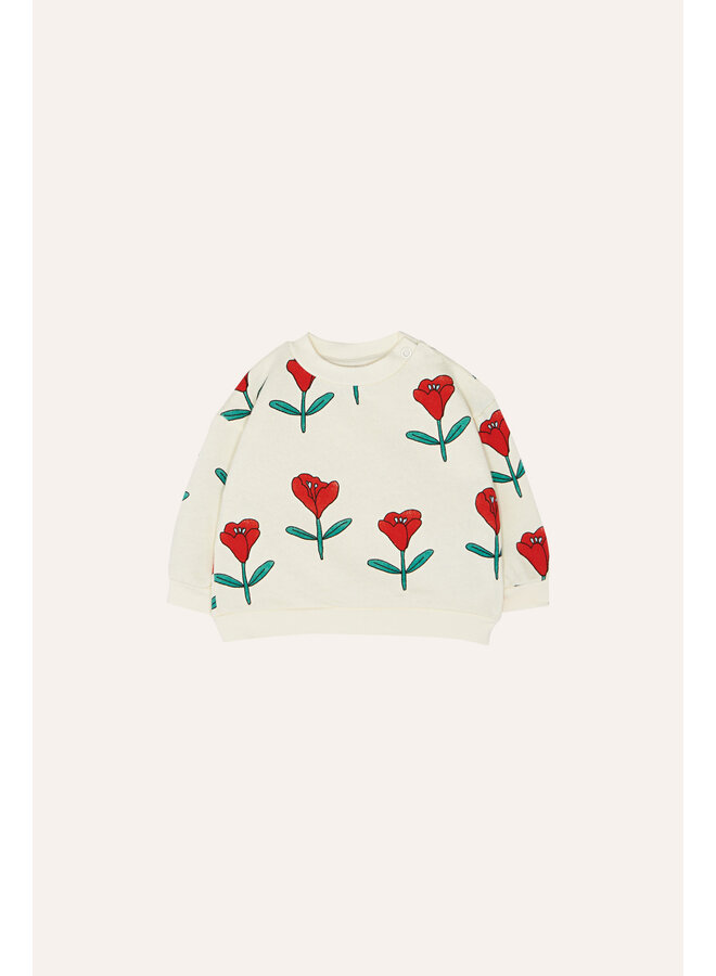 The Campamento | tulips allover baby sweatshirt | ecru