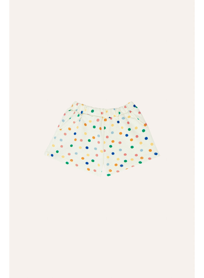 The Campamento | dots allover baby shorts | ecru