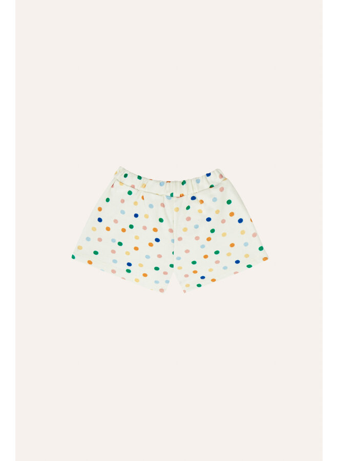 The Campamento | dots allover baby shorts | ecru