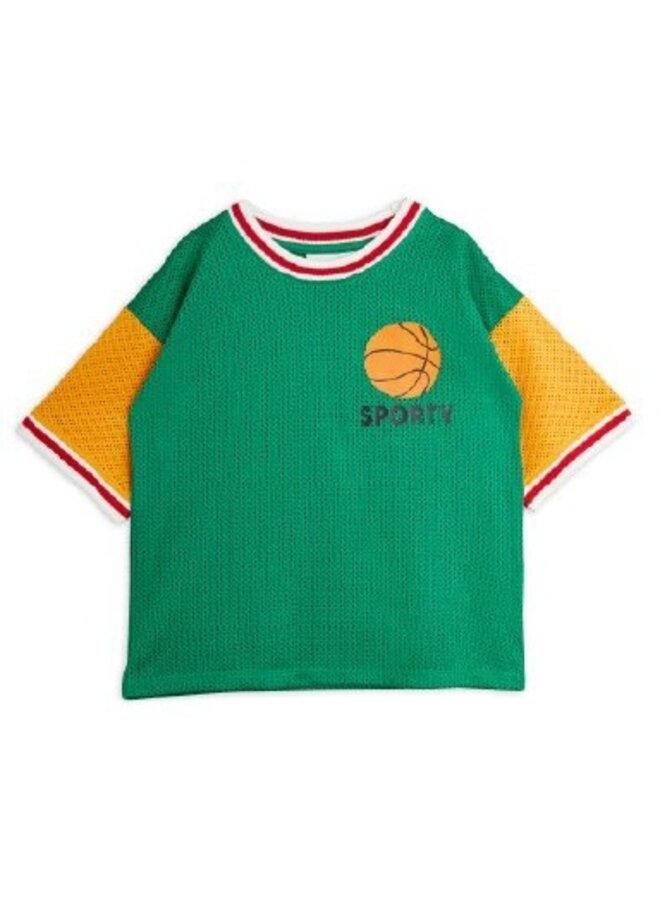 Mini Rodini | basket mesh sp ss tee | green