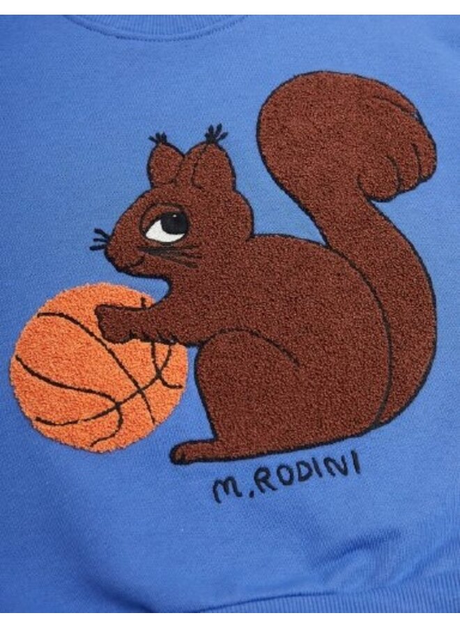 Mini Rodini | squirrel chenille emb sweatshirt | blue