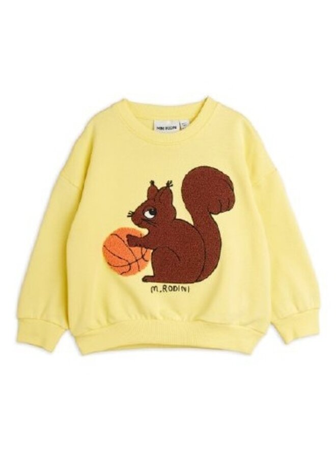 Mini Rodini | squirrel chenille emb sweatshirt | yellow