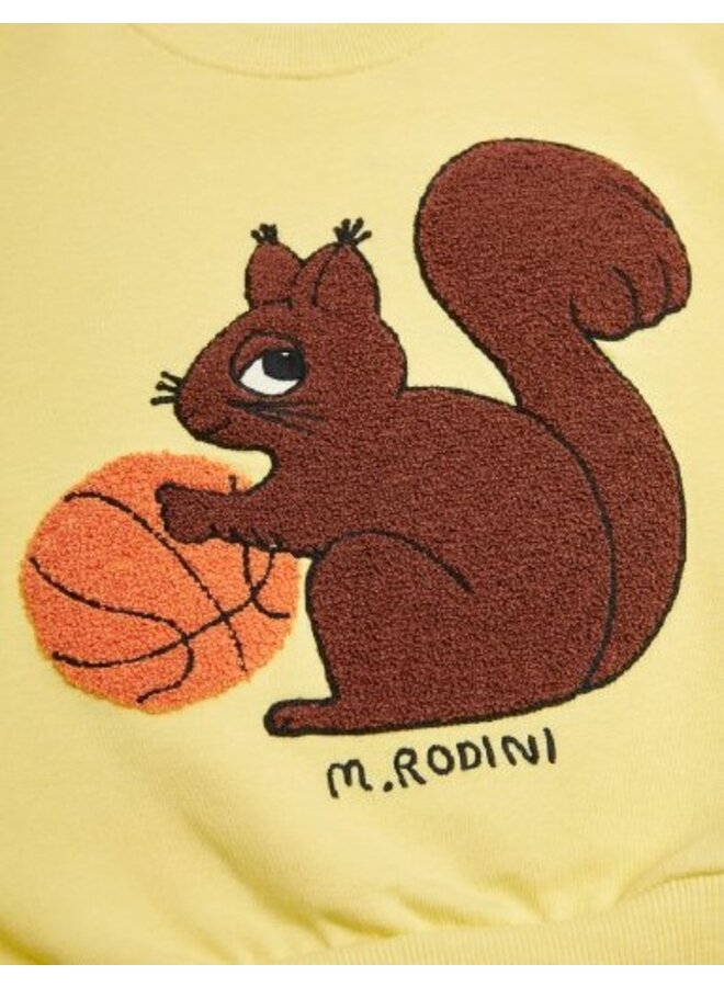 Mini Rodini | squirrel chenille emb sweatshirt | yellow