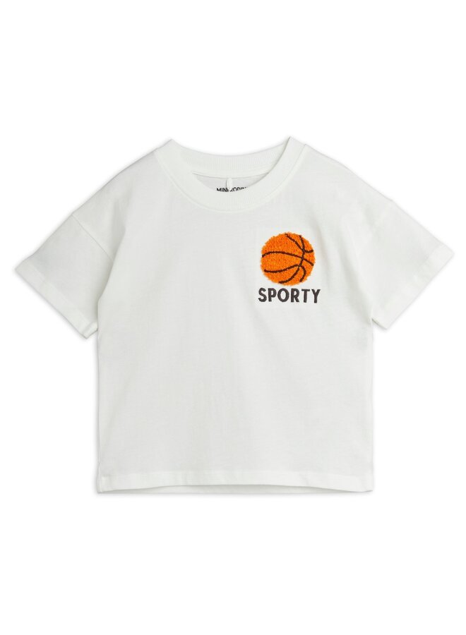 Mini Rodini | basketball chenille emb ss tee | white