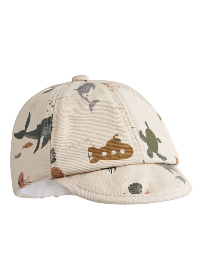 Liewood | tone baby printed cap | sea creature/sandy