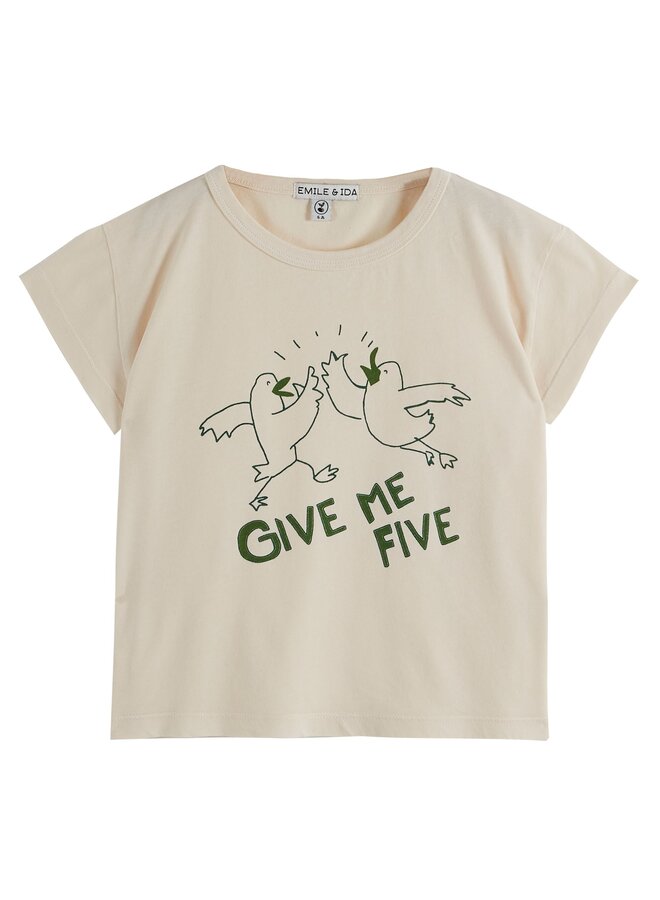 Emile et ida | tee shirt give me five | creme