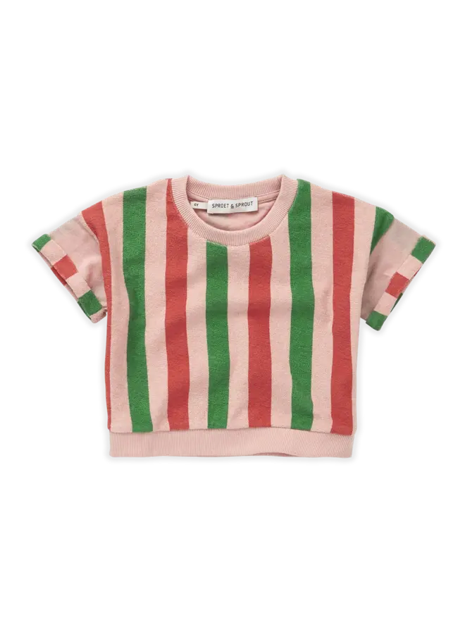 Sproet & Sprout |  sweatshirt shortsleeve stripe | coral