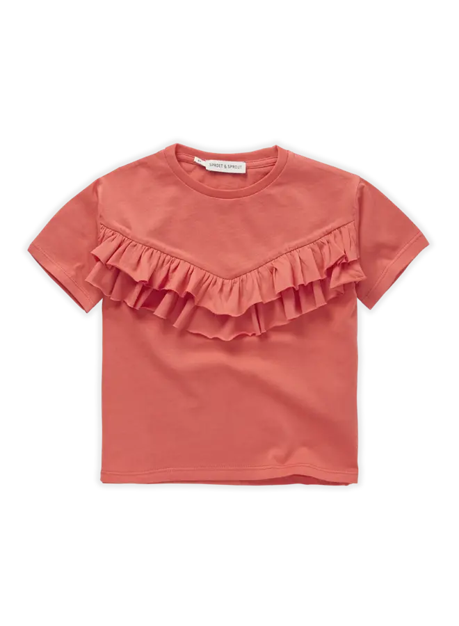 Sproet & Sprout | t-shirt ruffle coral | coral