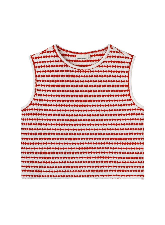 Jacky Sue | jip top | red white textured