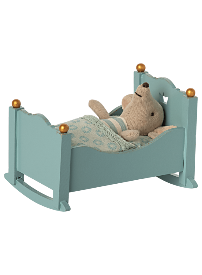 Maileg | cradle | baby mouse | blue