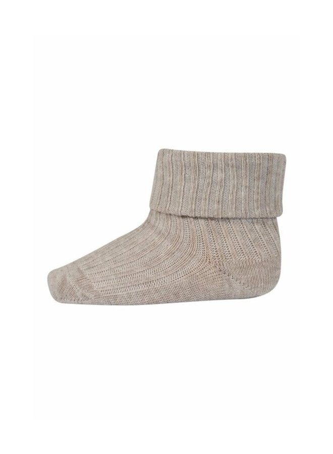 MP Denmark | cotton rib baby socks | beige melange