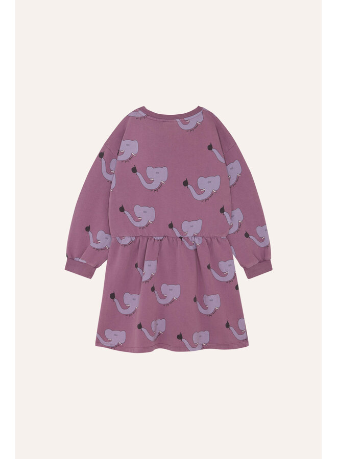 The Campamento | elephants allover kids dress | purple