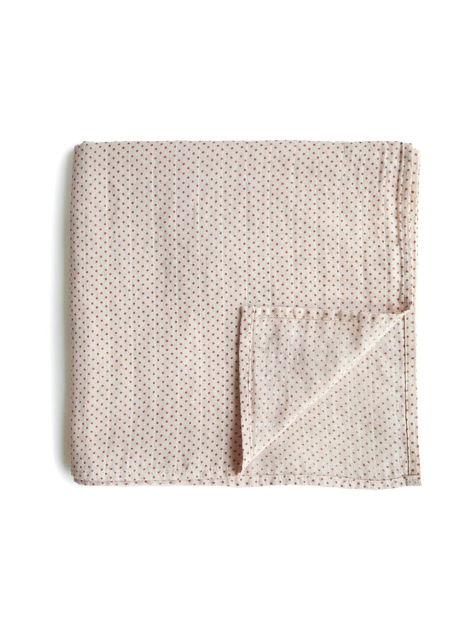 Mushie | swaddle | caramel polka dots