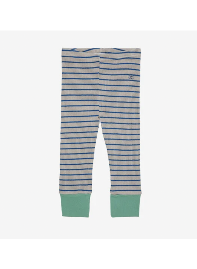 Bobo Choses | baby stripes waffle leggings  | blue