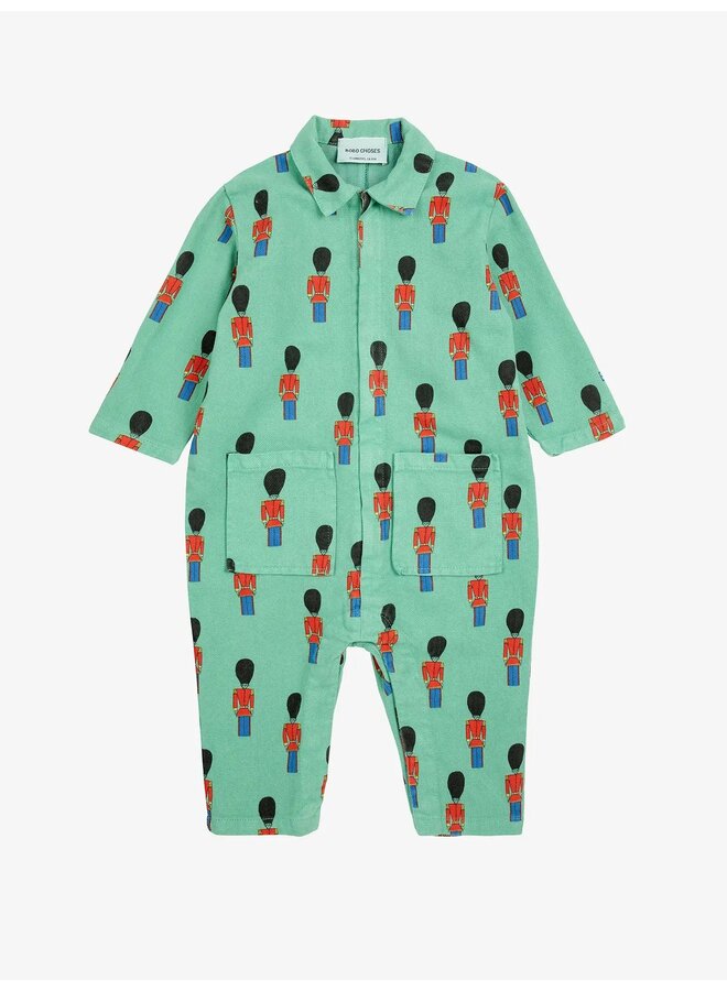 Bobo Choses | baby little tin soldiers all over woven overall | green