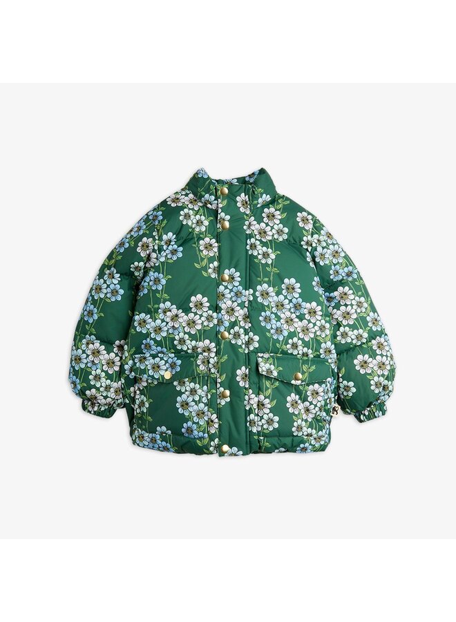 Mini Rodini | daisys aop heavy hooded puffer jacket | green