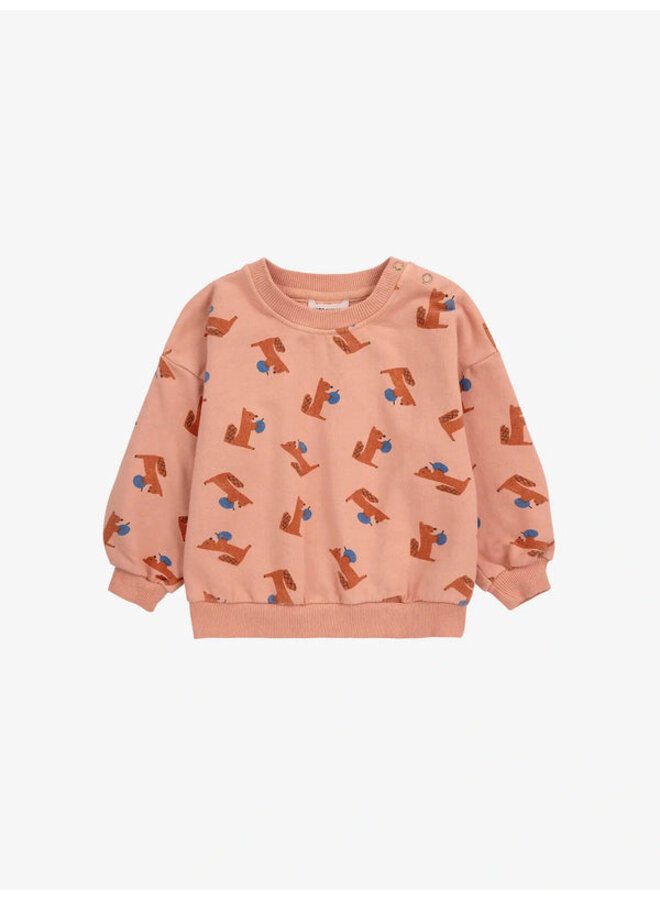 Bobo Choses | baby hungry squirrel all over sweatshirt | light brown