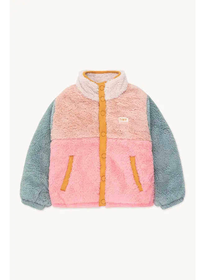 Tinycottons | color block polar sherpa jacket | wild rose/pink