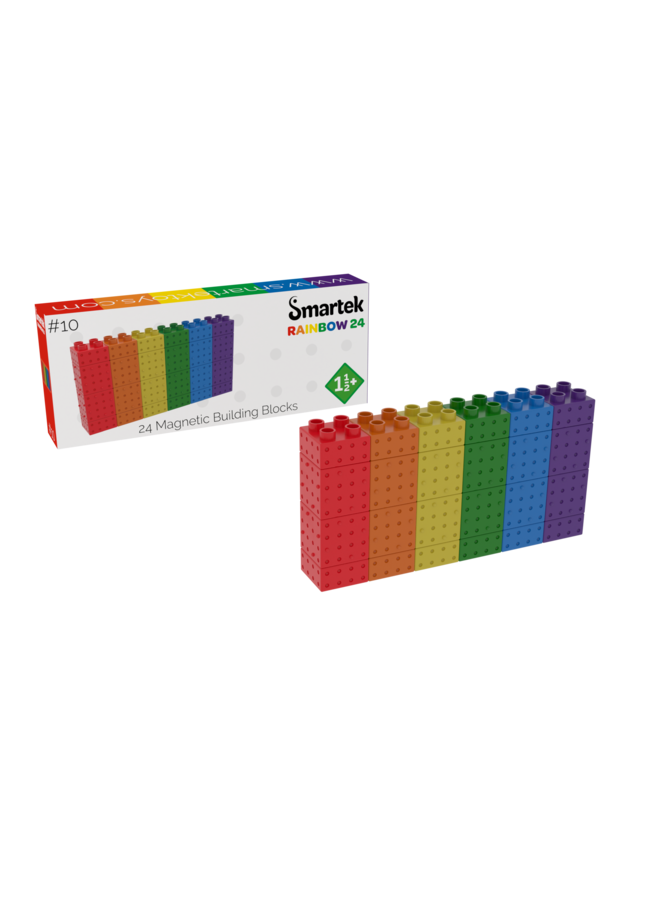 Smartek | magnetische bouwblokken regenboog | 24 stuks