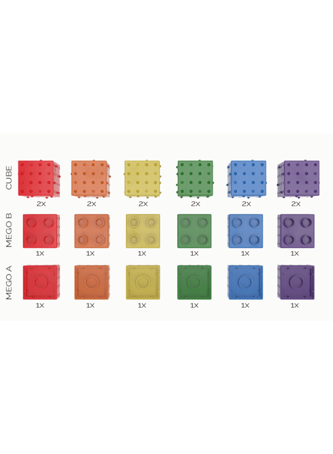Smartek | magnetische bouwblokken regenboog | 24 stuks