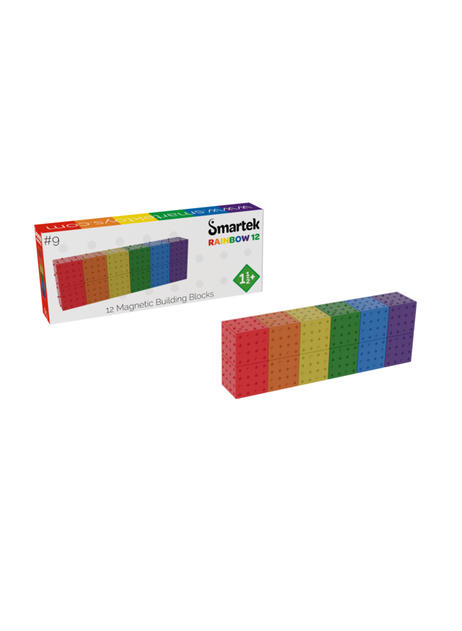 Smartek | magnetische bouwblokken regenboog | 12 stuks