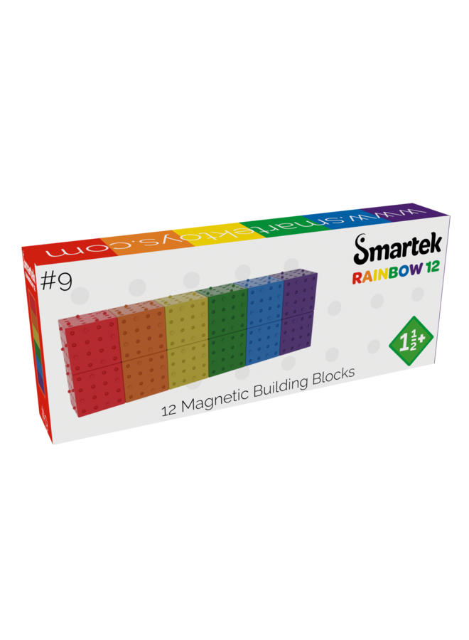 Smartek | magnetische bouwblokken regenboog | 12 stuks