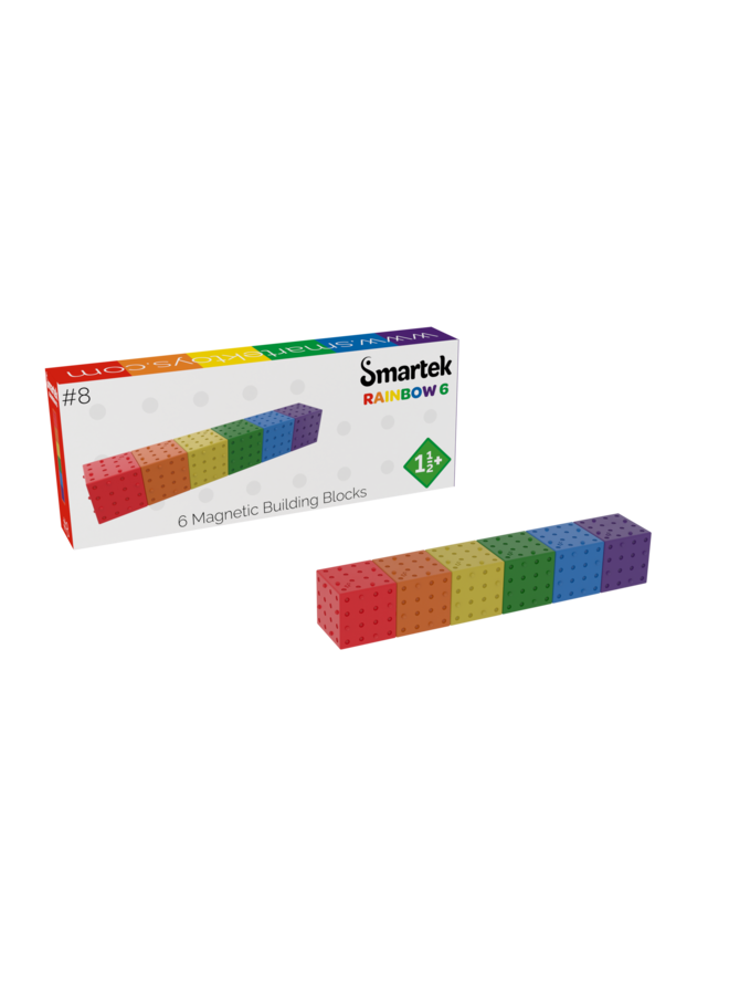 Smartek | magnetische bouwblokken regenboog | 6 stuks