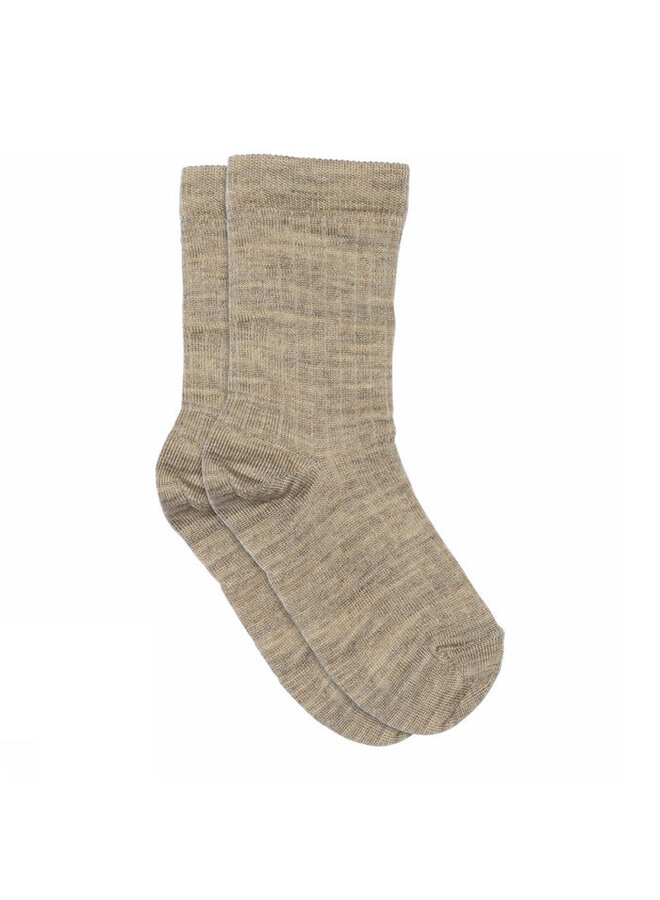 MP Denmark | wool rib socks | light brown melange