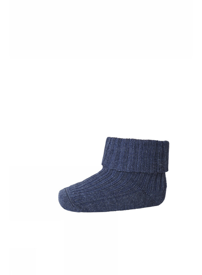 MP Denmark | wool rib baby socks | dark denim melange
