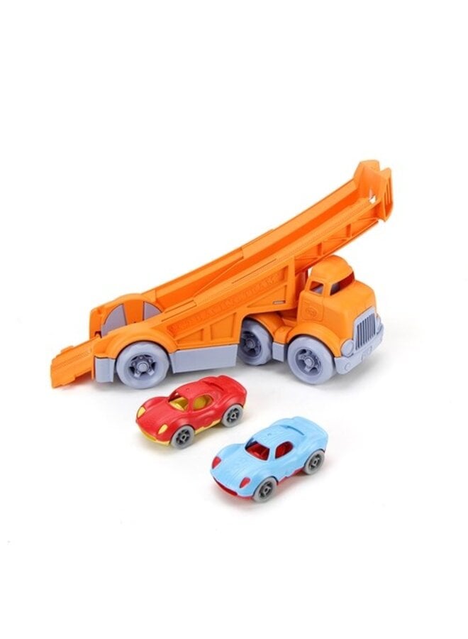 Green toys | racing truck with 2 racers